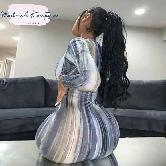 Shades Of Color Sexy V Neck Maxi Dress-Grey Multi - Picture 4 of 7